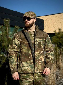 Флісова кофта Мультикам з Оливковими вставками 3D сітка MTP Military розмір S 02443-S фото