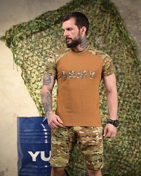 Летний костюм мультикам Army, тактический летний костюм, шорты футболка койот мультикам, футболка шорты ЗСУ, костюм ЗСУ шорты 93093 фото