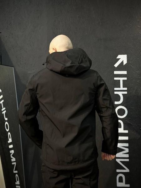 Куртка Тактическая Усиленная Soft Shell Черная Black Съемный капюшон размер S 02922-S фото