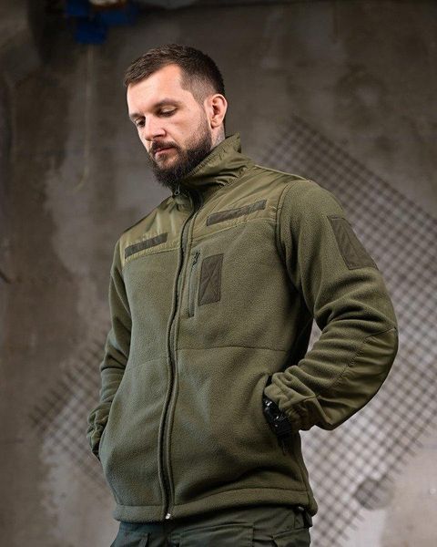 Тактична фліска олива,флісова кофта олива,кофта флісова військова,фліска олива нгу,чоловіча фліска олива розмір S 93597 фото