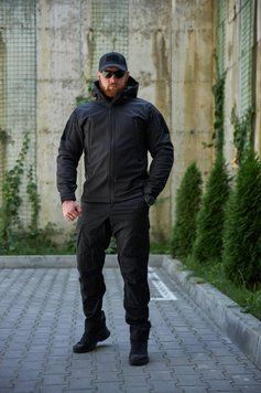 Куртка Soft Shell чорна Military розмір S M-9 фото