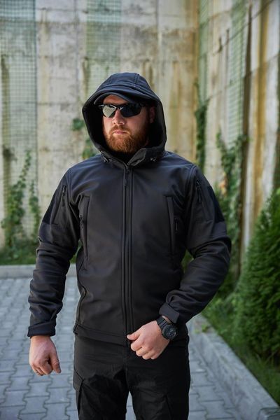 Куртка Soft Shell чорна Military розмір S M-9 фото