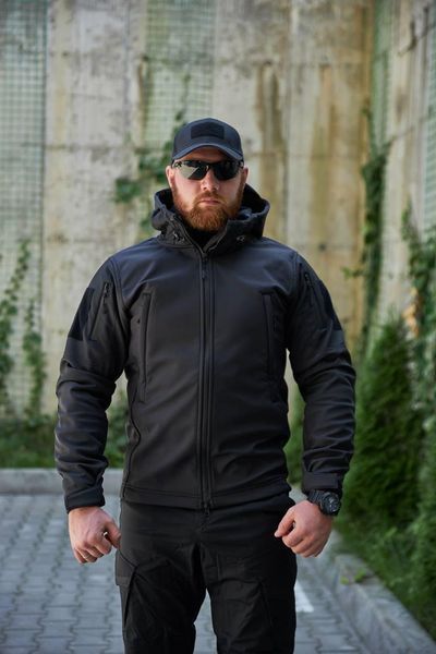 Куртка Soft Shell чорна Military розмір S M-9 фото