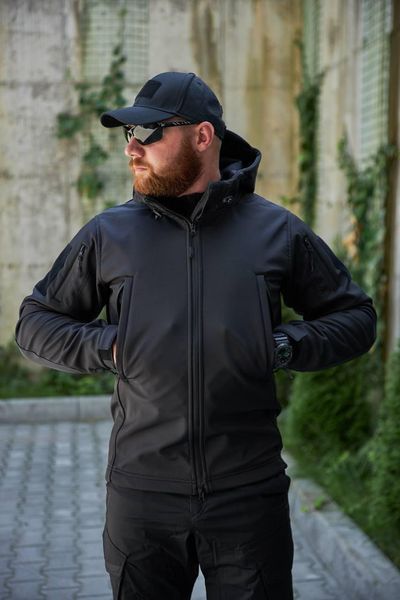 Куртка Soft Shell чорна Military розмір S M-9 фото