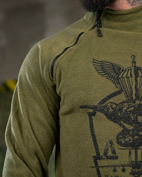 Тактична флісова кофта дшв,фліска штурмовика зсу,фліска з принтом дшв,фліска завжди перші,кофта штурмовик,фліска олива розмір S 88628 фото