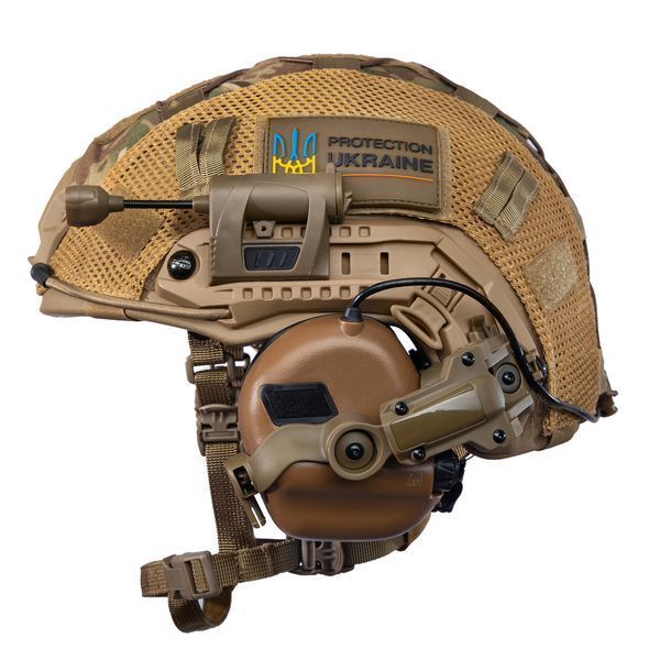Шлем тактический койот Fast TEAM WENDY Helmet NIJ IIIA + Наушники Earmor M31 MOD3 с чебурашкой + фонарик + кавер Fast09 фото