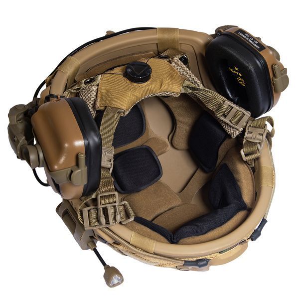 Шлем тактический койот Fast TEAM WENDY Helmet NIJ IIIA + Наушники Earmor M31 MOD3 с чебурашкой + фонарик + кавер Fast09 фото