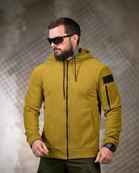 Тактична флісова кофта койот,кофта кайот з капюшоном,фліска койот з капюшоном,фліска кайот ЗСУ,кофта койот для військового,фліска розмір S 94616 фото