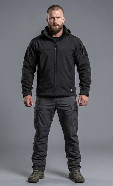 Тактическая военная Черная легкая мембранная весенняя куртка Han Wild 04635-XXXL фото