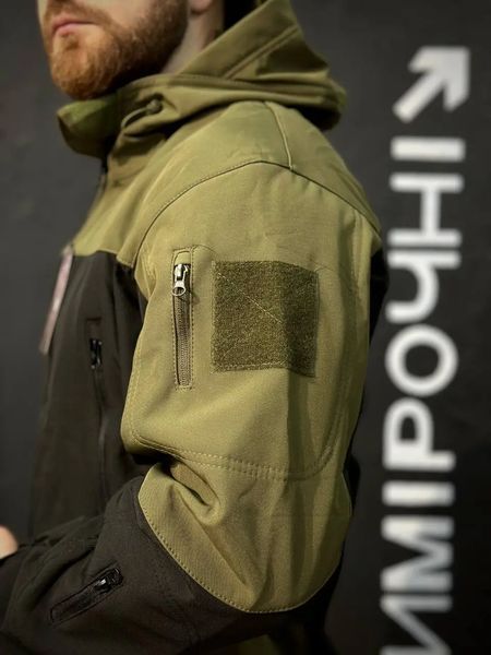 Куртка софтшел Оливково-чорна Soft Shell на флісі розмір M 6232 фото