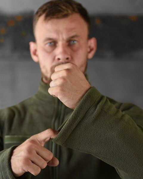 Флісова кофта олива зсу,фліска з липучками олива,фліска олива,оливкова фліска зсу,зелена фліска військова,кофта олива зсу розмір S 89034 фото