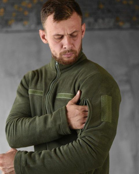 Флісова кофта олива зсу,фліска з липучками олива,фліска олива,оливкова фліска зсу,зелена фліска військова,кофта олива зсу розмір S 89034 фото