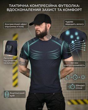Тактична футболка (Compression Fit) синя ТР6914 розмір S 95592 фото