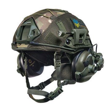 Шолом тактичний олива Fast TEAM WENDY Helmet NIJ IIIA + Навушники Earmor M31 MOD3 з чебурашкою +&nbsp;ліхтарик + кавер розмір S Fast13 фото