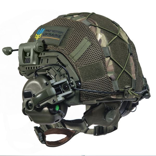 Шолом тактичний олива Fast TEAM WENDY Helmet NIJ IIIA + Навушники Earmor M31 MOD3 з чебурашкою +&nbsp;ліхтарик + кавер розмір S Fast13 фото