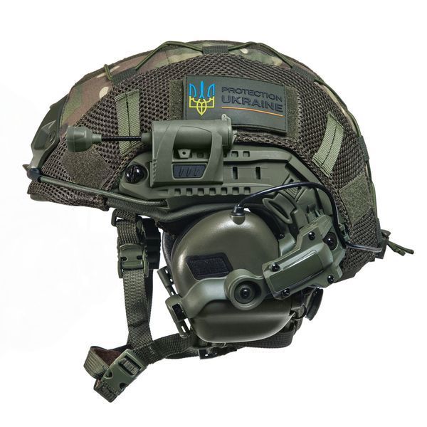 Шолом тактичний олива Fast TEAM WENDY Helmet NIJ IIIA + Навушники Earmor M31 MOD3 з чебурашкою +&nbsp;ліхтарик + кавер розмір S Fast13 фото