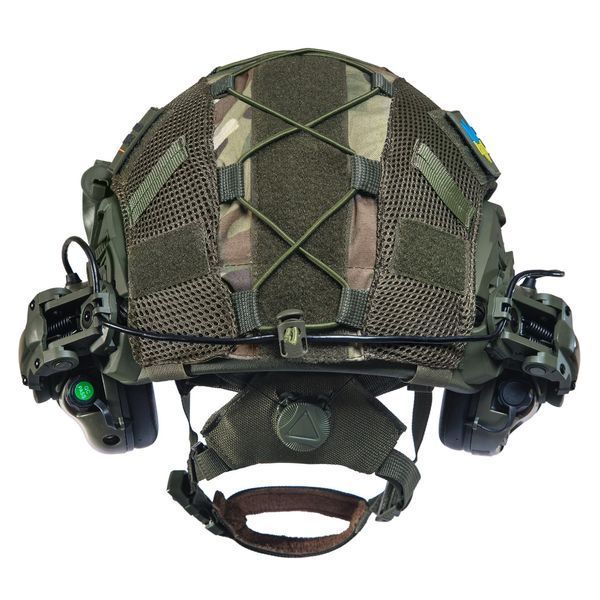 Шолом тактичний олива Fast TEAM WENDY Helmet NIJ IIIA + Навушники Earmor M31 MOD3 з чебурашкою +&nbsp;ліхтарик + кавер розмір S Fast13 фото