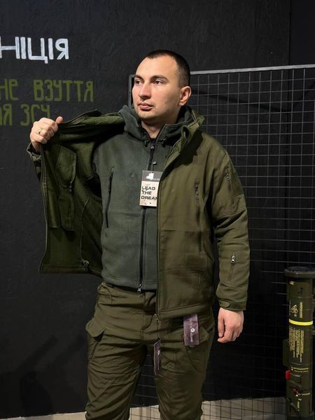 Комплект 3 в 1 Vanguard олива Olive 🇺🇸 Костюм Софт Шел + Термобілизна Esdy + Ботінки Esdy Автошнурівка розмір S 02400-S фото