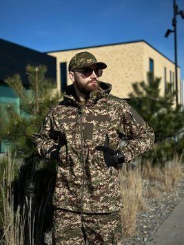 Военная куртка на флисе Soft Shell Military хищник размер S 02607-S фото