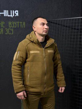 Тепла Флісова кофта- куртка койот 3D сітка 380 Фліс БАТАЛИ розмір 64 02429-60 фото