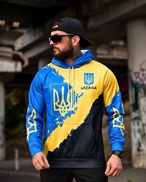 Тактична худі з гербом,військова худі жовто синє з капюшоном,толстовка військова тризуб,кофта з гербом,худі патріот,кофта націонал розмір S 93930 фото