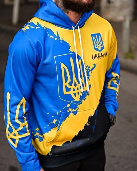Тактична худі з гербом,військова худі жовто синє з капюшоном,толстовка військова тризуб,кофта з гербом,худі патріот,кофта націонал розмір S 93930 фото