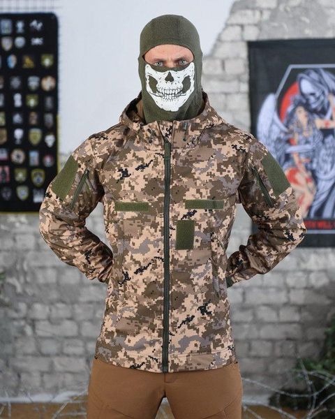Тактична куртка софтшел піксель, куртка демісезонна піксель ЗСУ, куртка софтшел зсу,водонепроникна куртка піксель,піксельна куртка розмір S 88489 фото
