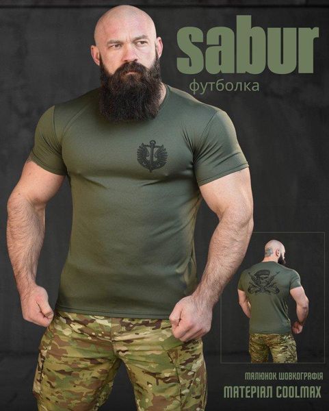 Тактическая потоотводящая футболка SABUR череп олива ВТ6557 размер M 85503 фото
