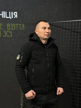 Тепла Флісова кофта- куртка чорна 3D сітка 380 Фліс БАТАЛИ розмір 64 02430-60 фото