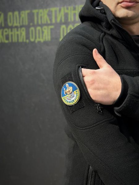 Тепла Флісова кофта- куртка чорна 3D сітка 380 Фліс БАТАЛИ розмір 64 02430-60 фото