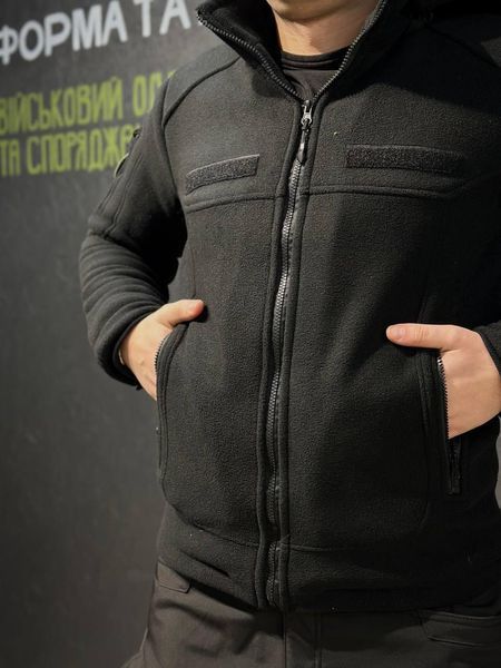 Тепла Флісова кофта- куртка чорна 3D сітка 380 Фліс БАТАЛИ розмір 64 02430-60 фото