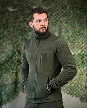 Тактична флісова кофта зсу, кофта олива військова, фліска зсу олива, фліска зелена, фліска з липучками, фліска на блискавці розмір S 12028 фото