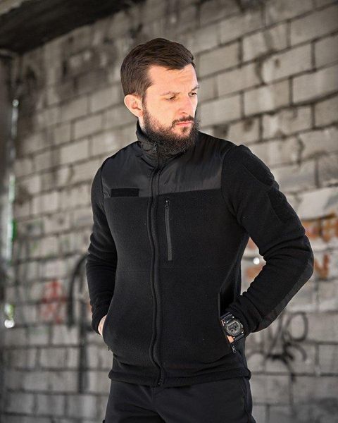 Флісова кофта поліцейська, фліска поліція чорна, фліска чорна з липучками, фліска поліцейська з жетоном, кофта для поліції розмір S 56846 фото