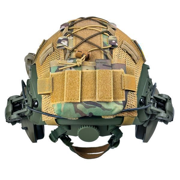 Шолом тактичний олива Fast Helmet NIJ IIIA + Навушники Walkers Razor Slim з чебурашкою +&nbsp;ліхтарик + кавер розмір S Fast17 фото