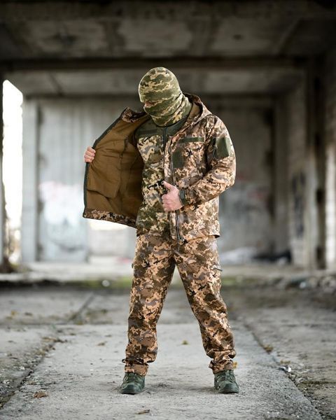 Тактичний костюм softshell 5в1піксель,демісезонний костюм піксель 5в1,костюм софтшелл піксель осінній,костюм зсу піксель осінній розмір S 94608 фото