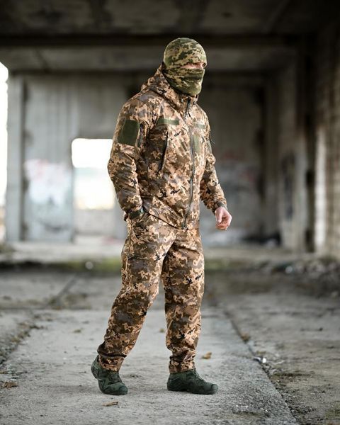 Тактичний костюм softshell 5в1піксель,демісезонний костюм піксель 5в1,костюм софтшелл піксель осінній,костюм зсу піксель осінній розмір S 94608 фото