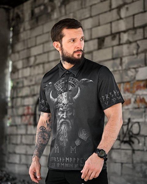 Тактична футболка чорна руни,футболка руни coolmax,футболка чорна військова,футболка з принтом,футболка руни воїн розмір S 93143 фото