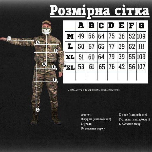 Тактичний статутний костюм мультикам саржа,тактична форма мультикам з липучками,костюм ЗСУ мультикам розмір S 15312 фото