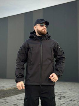 Военная куртка на флисе Soft Shell Military Black размер S 02602-S фото
