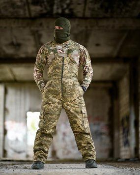 Зимний комбинезон пиксель, тактический зимний комбинезон ЗСУ пиксель, зимние штаны-комбинезон пиксель размер L 55591 фото