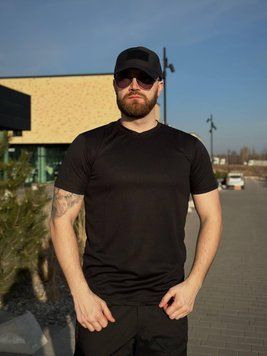 Футболка чорна Х/Б Military Бавовна Black розмір 46 02804-46 фото