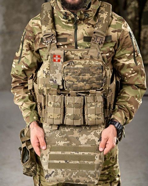 Плитоноска швидкий скидання +РПС в зборі піксель ПП7858 розмір Один розмір 93464 фото