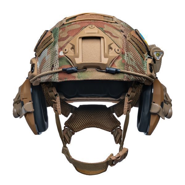 Шолом тактичний койот Fast Helmet NIJ IIIA + Навушники Walkers Razor Slim з чебурашкою +&nbsp;ліхтарик + кавер розмір S Fast21 фото