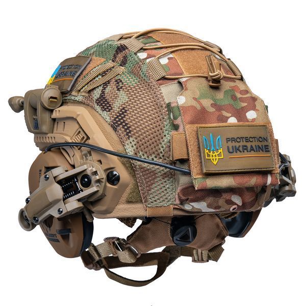 Шолом тактичний койот Fast Helmet NIJ IIIA + Навушники Walkers Razor Slim з чебурашкою +&nbsp;ліхтарик + кавер розмір S Fast21 фото