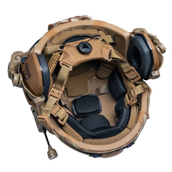 Шолом тактичний койот Fast Helmet NIJ IIIA + Навушники Walkers Razor Slim з чебурашкою +&nbsp;ліхтарик + кавер розмір S Fast21 фото