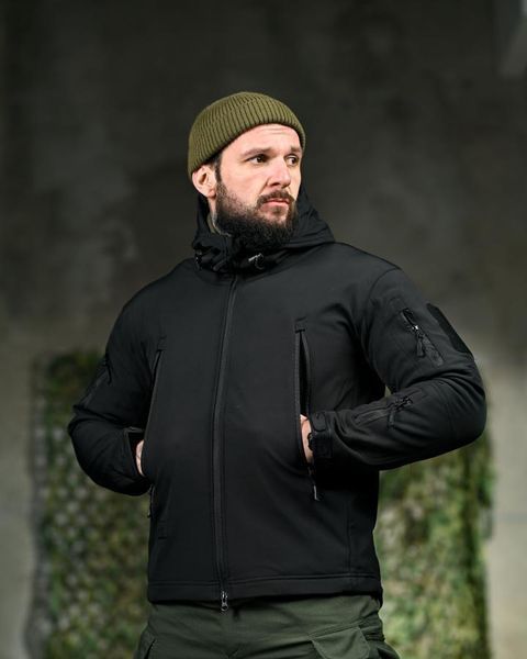Демісезонна тактична куртка Soft Shell Silver Knight Windstoper чорна ОР1232 розмір L 19483 фото