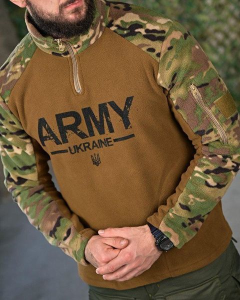 Тактична флісова кофта army койот, фліска койот армія україни,фліска койот мультикам,фліск army,фліска мультикам,флісовий реглан розмір S 52179 фото