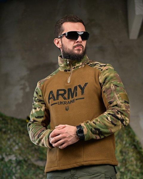 Тактична флісова кофта army койот, фліска койот армія україни,фліска койот мультикам,фліск army,фліска мультикам,флісовий реглан розмір S 52179 фото