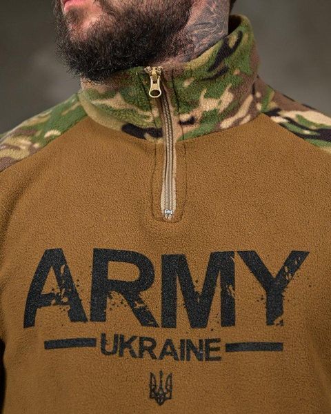Тактична флісова кофта army койот, фліска койот армія україни,фліска койот мультикам,фліск army,фліска мультикам,флісовий реглан розмір S 52179 фото