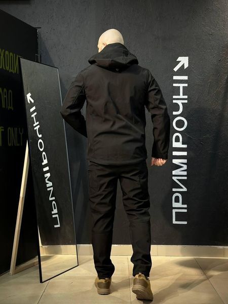 Костюм Тактический Усиленный Soft Shell Черный Black Съемный капюшон размер S 02921-S фото